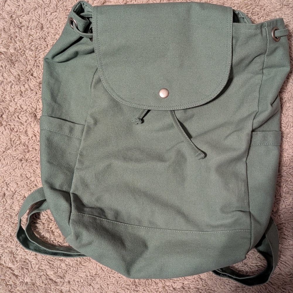 Palm + Perkins Green Canvas Backpack